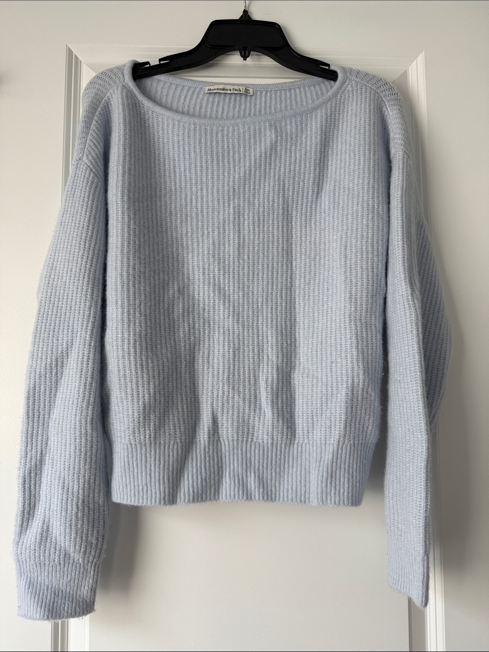 Abercrombie & Fitch Light Blue Rib-Knit Women's Sweater with Boatneck